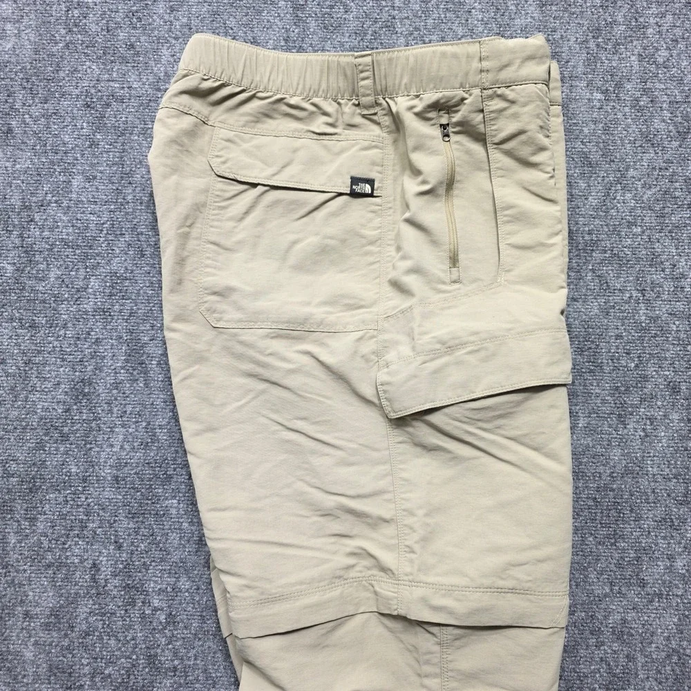 The North Face Men's XXL Convertible Hiking Pants Tan Khaki Zip Off Cargo Belted